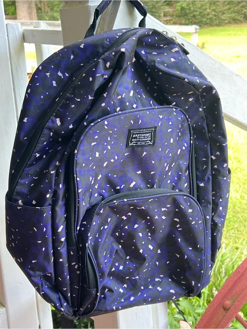 Speckled Navy Casual Backpack with Front Pockets